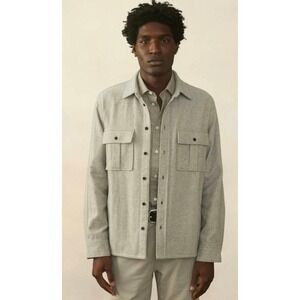 NWT Billy Reid Safari Over Shirt Mens XL Light Grey Wool Blend Relaxed Fit